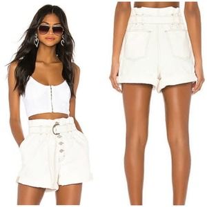 NEW Free People Cindy Utility Shorts Button Fly White Size 10